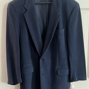 VINTAGE HUGO BOSS WOOL SPORTS COAT 46L 2-BUTTON BLUE VENTLESS NOTCH COLLAR USA